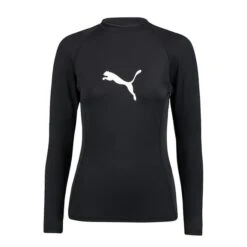 Puma Swim Rash Guard Long Sleeve Swim Shirt Black Women