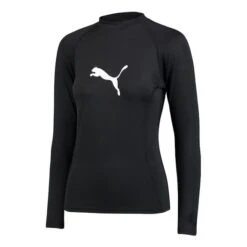 Puma Swim Rash Guard Long Sleeve Swim Shirt Black Women -Flow Stroke Sales pum 100000066 200 003