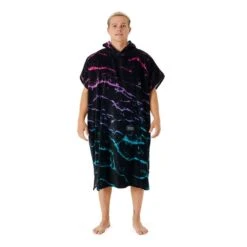 Rip Curl Combo Print Hooded Poncho Black Blue