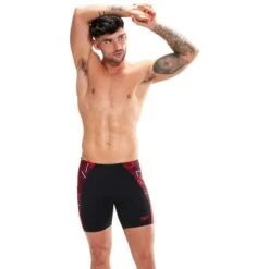 Speedo Eco Endurance+ Splice Swim Shorts Black Red White