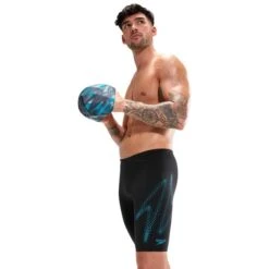 Speedo Hyper Boom Placement Swimming Shorts Black Light Blue -Flow Stroke Sales so 8 00302115193 006