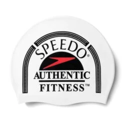 Speedo Printed Silicone Swimming Cap White Black Red