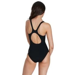 Speedo Placement Muscleback Swimsuit Black White Women -Flow Stroke Sales so 8 08694h022 003