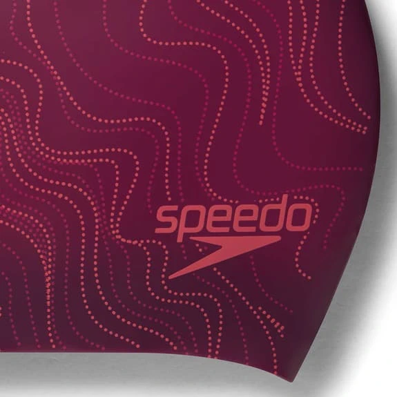 Speedo Long Hair Printed Swimming Cap Maroon Light Pink 3 Speedo Long Hair Printed Swimming Cap Maroon Light Pink - Image 3