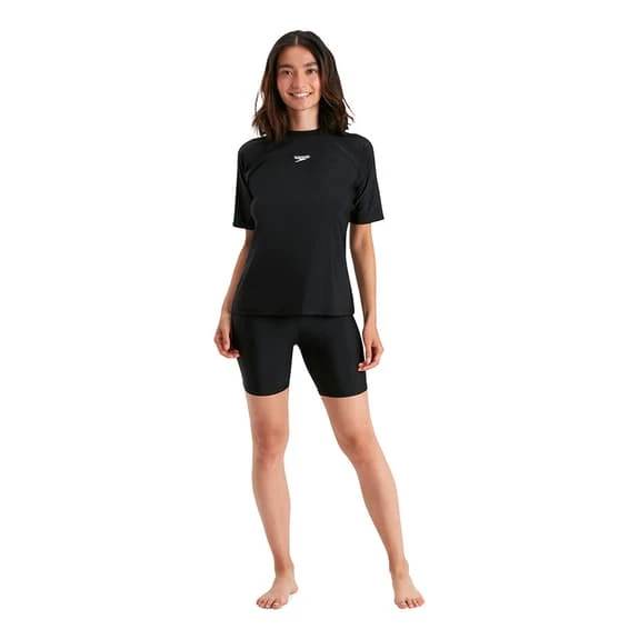 Speedo Swim Tee Short Sleeve T-Shirt Black White Women 4 Speedo Swim Tee Short Sleeve T-Shirt Black White Women - Image 4