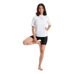 Speedo Swim Tee Short Sleeve T-Shirt White Black Women 9 Speedo Swim Tee Short Sleeve T-Shirt White Black Women -Flow Stroke Sales so 8 134880003 004