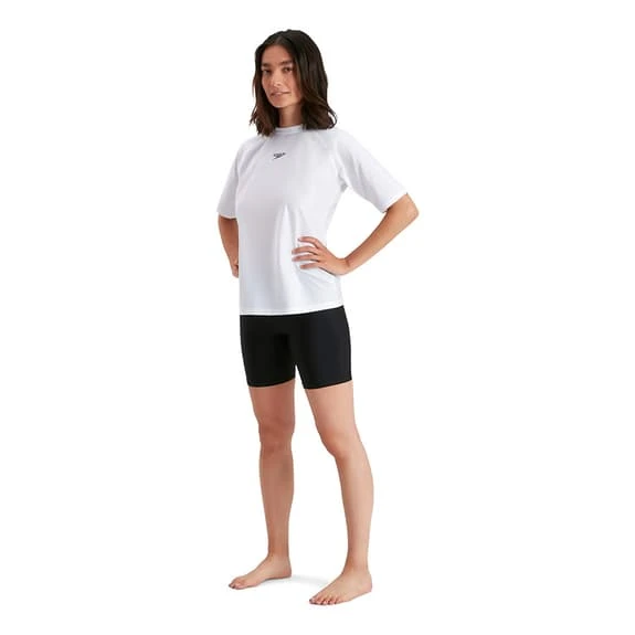 Speedo Swim Tee Short Sleeve T-Shirt White Black Women 6 Speedo Swim Tee Short Sleeve T-Shirt White Black Women - Image 6
