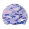 Speedo Digital Printed Swimming Cap Lilac Pink White Kids
