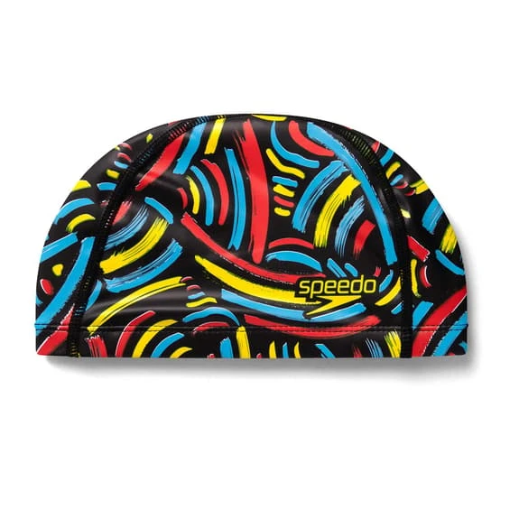 Speedo Digital Printed Swimming Cap Black Yellow Red Kids 1 Speedo Digital Printed Swimming Cap Black Yellow Red Kids