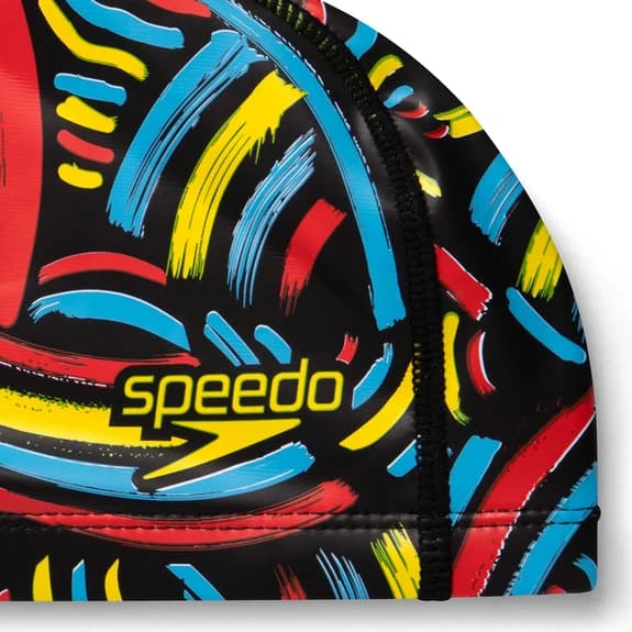 Speedo Digital Printed Swimming Cap Black Yellow Red Kids 3 Speedo Digital Printed Swimming Cap Black Yellow Red Kids - Image 3