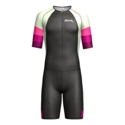 Spiuk Max Short Sleeve Trisuit Black Yellow Pink