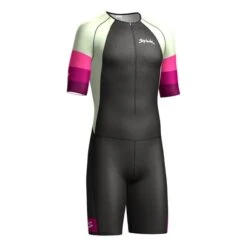 Spiuk Max Short Sleeve Trisuit Black Yellow Pink -Flow Stroke Sales sp ttmah233 c 006