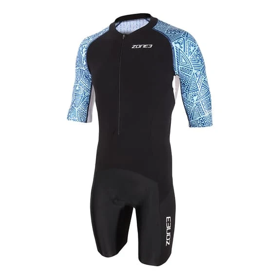 Zone3 Lava Short Sleeve Trisuit Black Blue White 1 Zone3 Lava Short Sleeve Trisuit Black Blue White
