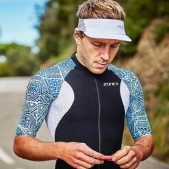 Zone3 Lava Short Sleeve Trisuit Black Blue White 10 Zone3 Lava Short Sleeve Trisuit Black Blue White -Flow Stroke Sales ts20mlss106 005