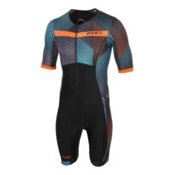Zone3 Activate Plus Momentum Short Sleeve Trisuit Blue Orange Black