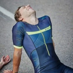 Zone3 Activate Plus Revolution Short Sleeve Trisuit Yellow Black -Flow Stroke Sales ts20mrev109 005