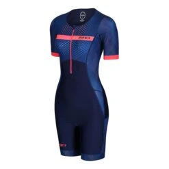 Zone3 Activate Plus Revolution Short Sleeve Trisuit Blue Pink Women