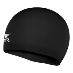 Swimming Cap TYR Silicone Cap Black Child