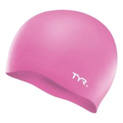 TYR Silicone No Wrinkle Swim Cap Light Pink Kids