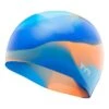 TYR Tie Dye Silicone Swimming Cap Blue Orange Kids