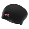 TYR Long Hair Swim Cap Black Pink Women