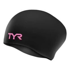TYR Long Hair Swim Cap Black Pink Women