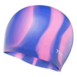 TYR Silicone Multi Color Swim Cap Pink Blue