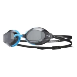 TYR Blackops Racing Nano Swimming Goggles Black Blue With Clear Lenses Grey