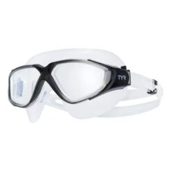 TYR Rogue Swim Goggles White Black With Clear Lenses