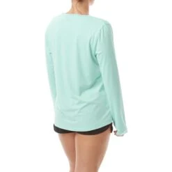 TYR Sun Defense Long Sleeve Swim Top Turquoise Blue Women -Flow Stroke Sales tyr tsfls7a332 005