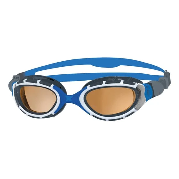 Zoggs Predator Flex Polarised Ultra Swimming Goggles Blue White With Orange Polarised Lenses 1 Zoggs Predator Flex Polarised Ultra Swimming Goggles Blue White With Orange Polarised Lenses