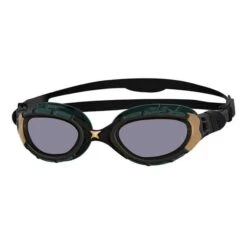 Zoggs Predator Flex Swimming Goggles Black Green Gold With Dark Grey Lenses