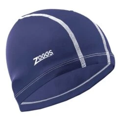 Zoggs Spandex Swimming Cap Navy Blue White